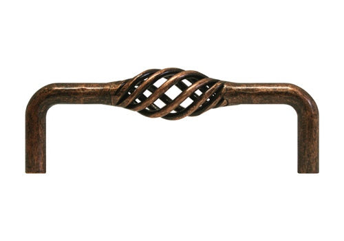 Antique Copper Machined Birdcage Cabinet Pull 1301 96mm