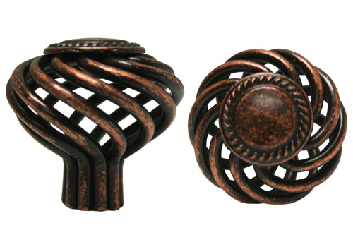 Antique Copper Machined Birdcage Knob 1 3/8″ 1342-35