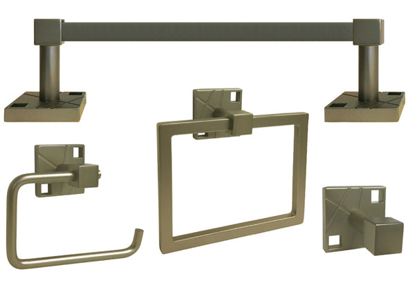 (Gunmetal Gray) Sapphire Premium Bathroom Hardware 4 PC Set 24″ Towel Bar