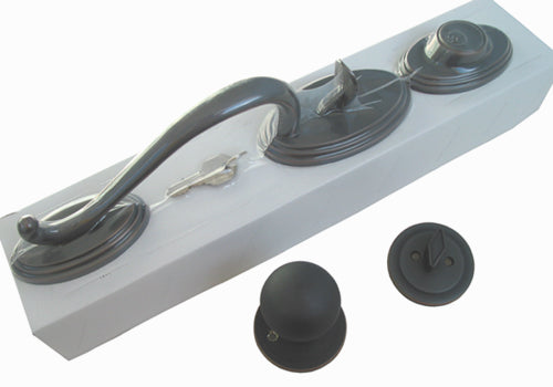 Oil Rubbed Bronze Thick Door Handleset with Round Knob