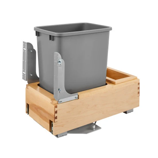 Rev-a-shelf Bottom Mount Wood Waste Container With Rev-A-Motion Metallic Silver