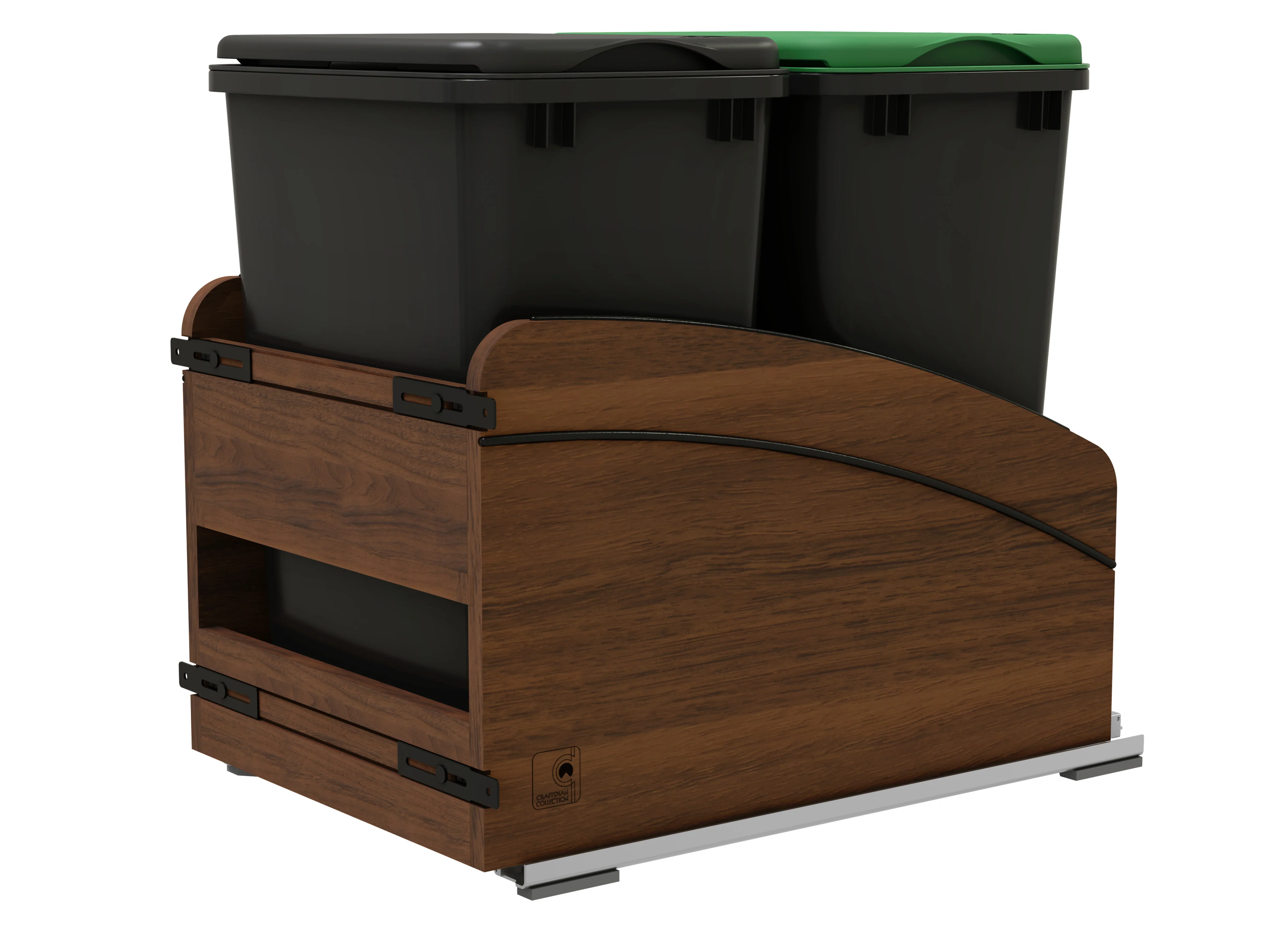 Craftsman Collection Bottom Mount Pullout Waste Container w/ Black Accents, Walnut, 18″