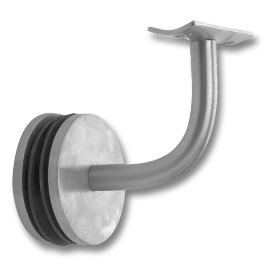 Glass Mount Rail Bracket for 1-1/2" Tubing Polished Stainless Steel