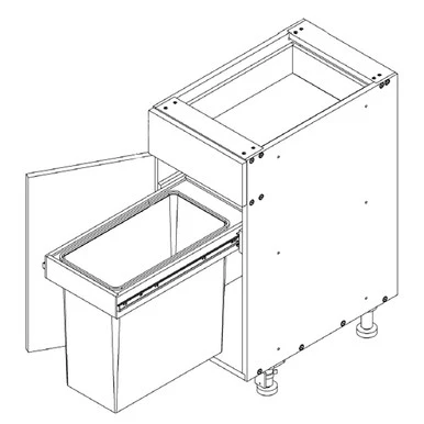 Base 21 W X 34-1/2 H X 24 D – Standard Series by Open Air Cabinets (Trash Pull-Out 1 Bin)