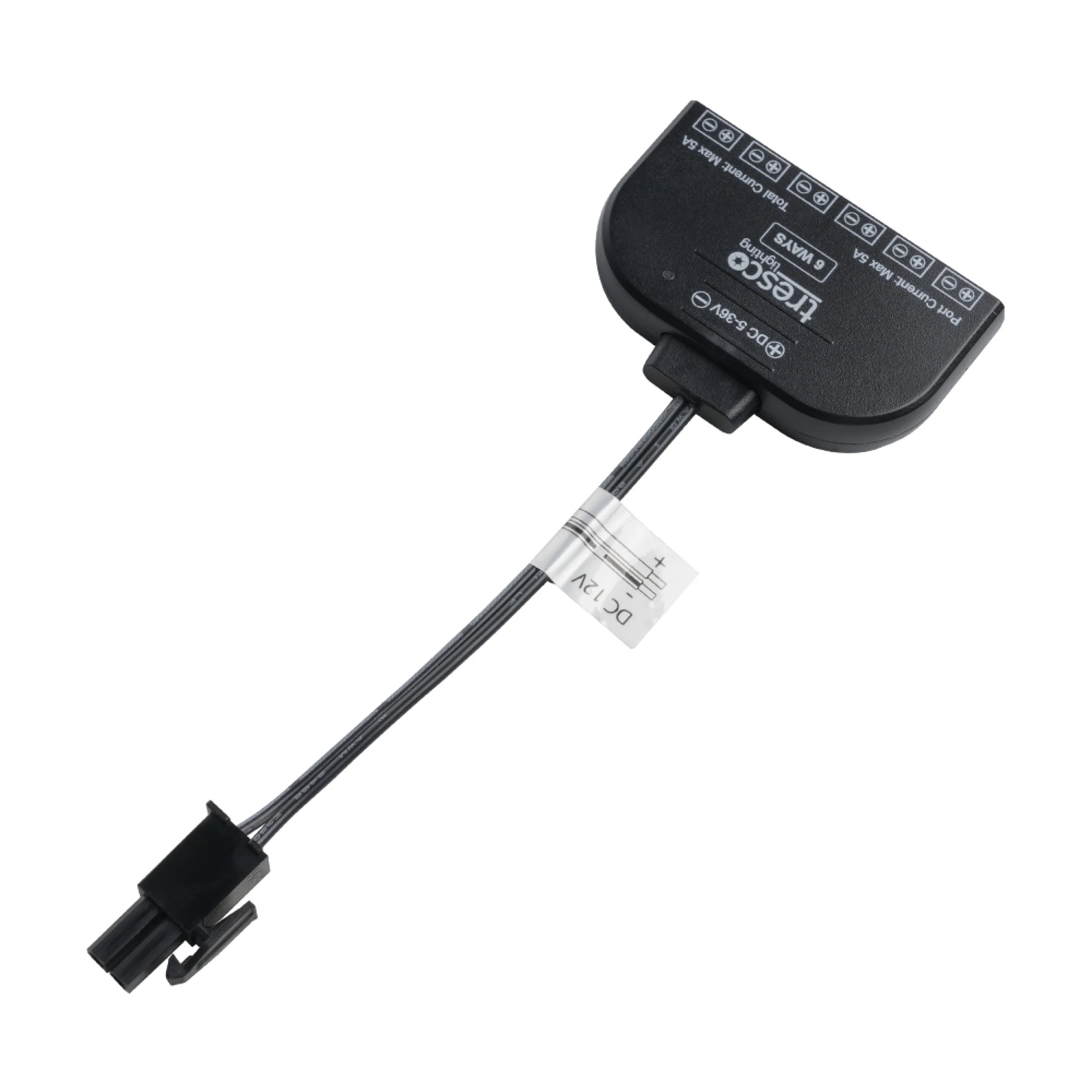 Power Adapter, 12VDC, Amp To Mini, Six Port