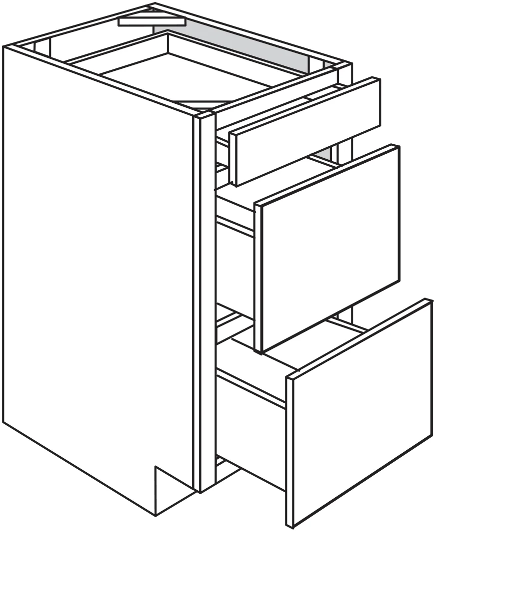 3 Drawer Base Cabinet 12 W X 34-1/2 H X 24 D – Rushmore Paint by Legend