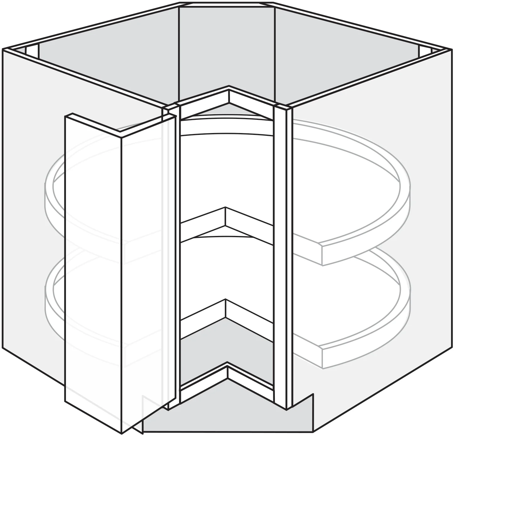 Lazy Susan Base Cabinet 33 W X 34-1/2 H X 33 D – Doric by TA Cabinetry