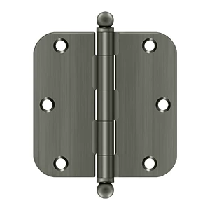 Deltana 3-1/2” x 3-1/2” Hinge With Ball Tips, Thickness .085” Antique Nickel 5/8″ Radius