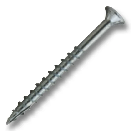 #8 Screw Flat Head With Nibs Combo Drive Coarse Thread Double Auger 2" Length Zinc, Multiples of 100