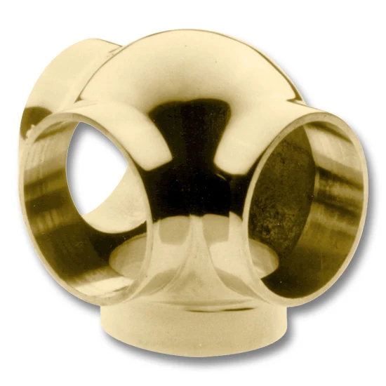 Ball Side Outlet Tee for 1-1/2″ Tubing Polished Brass