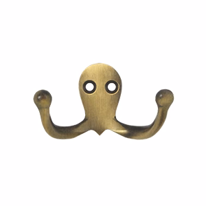 Deltana Double Hook, Antique Brass