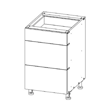 Drawer Base 12 W X 34-1/2 H X 24 D – Standard Series by Open Air Cabinets (3 Drawer)