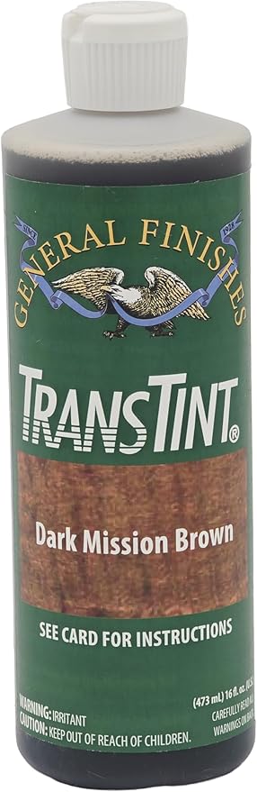 General Finishes Transtint, Dark Mission Brrown, 16oz