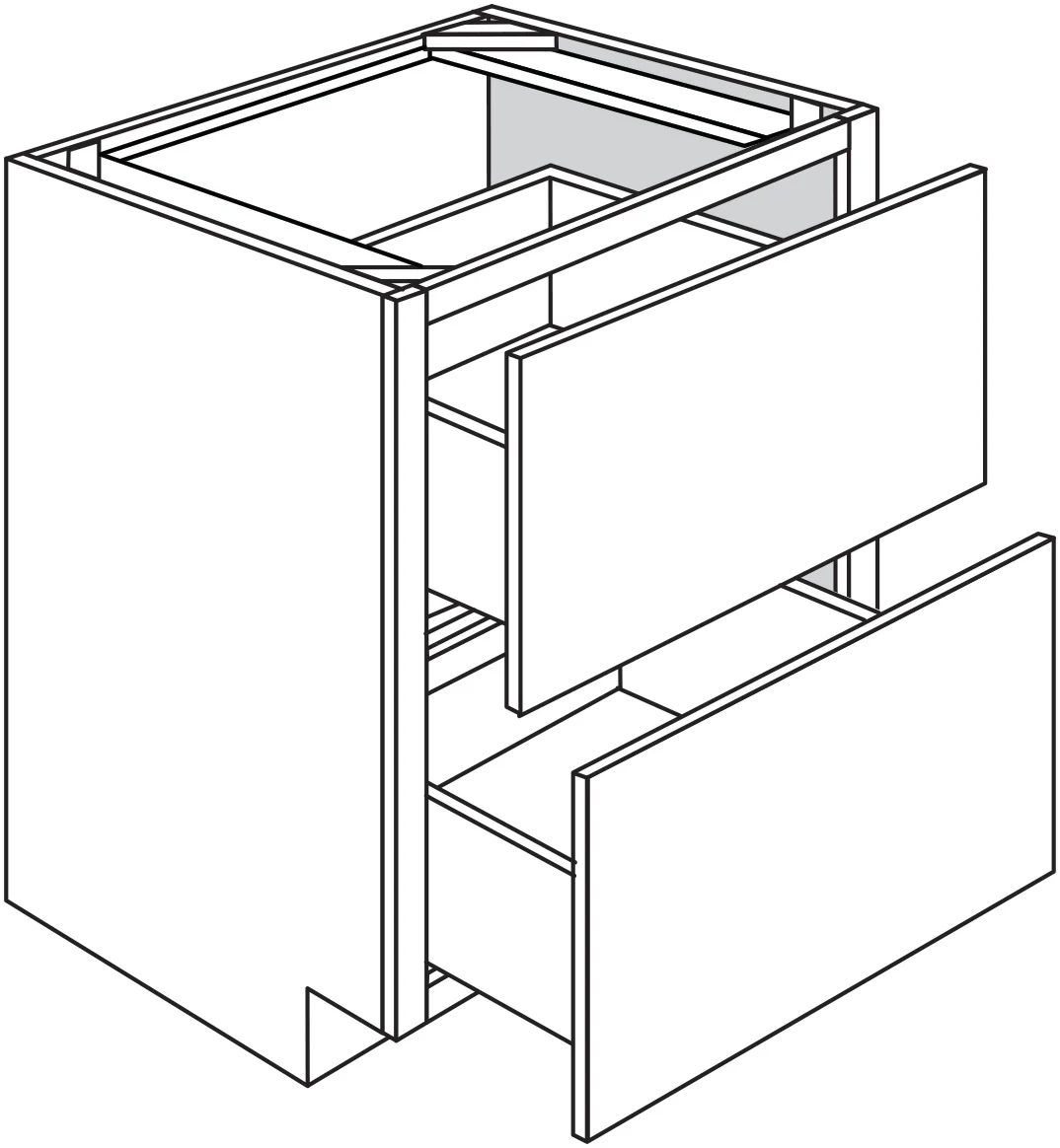 2 Drawer Base Cabinet 24 W X 34-1/2 H X 24 D – Rushmore Paint by Legend