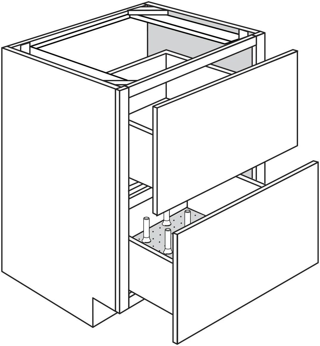 Base 2 Drawer w/ Peg System Dishware Organizer 30 W X 34-1/2 H X 24 D – Trenton Slab by JSI