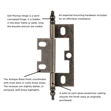Hickory Hardware Self Mortise Free Swinging Hinge 3-11/16" x 1-1/2"