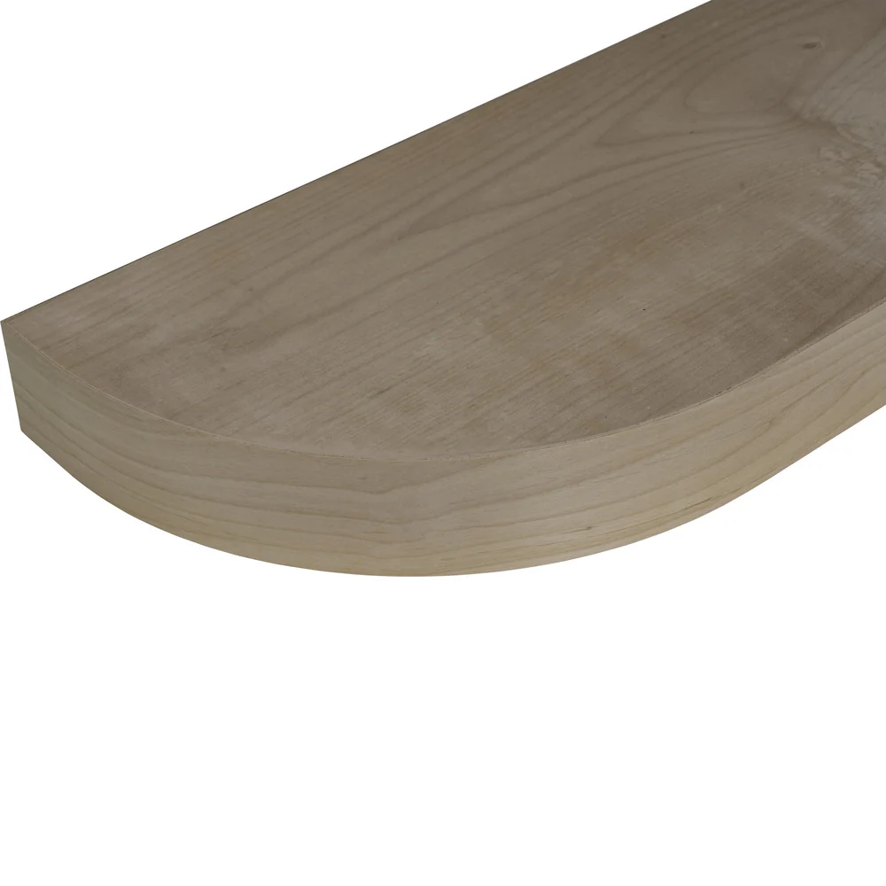 24″ L x 2.5″ T x 10″ D Curved Floating Shelf, 8.5″ Radius, 1 Corner, Maple
