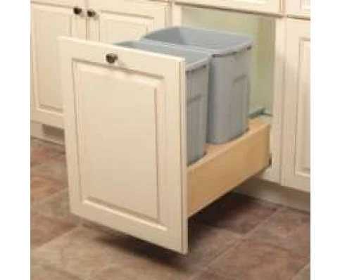 Knap & Vogt Soft-Close Under-Mount Wooden Trash Recycling Pullout