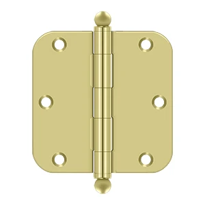 Deltana 3-1/2” x 3-1/2” Hinge With Ball Tips, Thickness .085” Polished Brass 5/8″ Radius