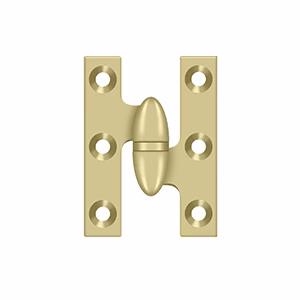 Deltana 2″ Height, 2-1/2″ Length Olive Knuckle Hinge, Unlacquered Polished Brass, Right