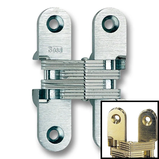 SOSS Hinge 208, 1″ Minimum Thickness, Satin Brass