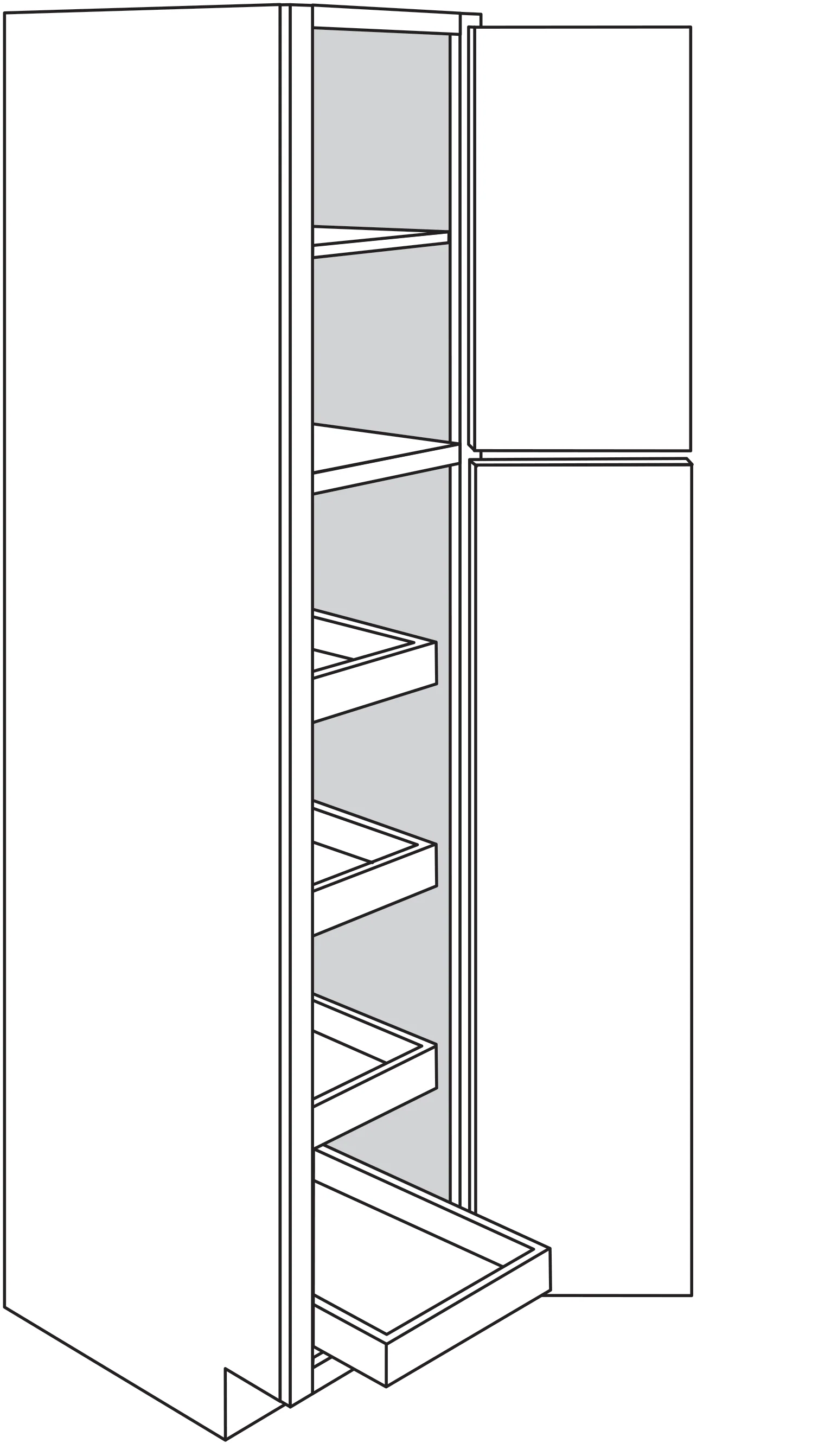 Pantry Cabinet w/ soft-close rollout tray 18 W X 84 H X 24 D – Amesbury Slab by JSI