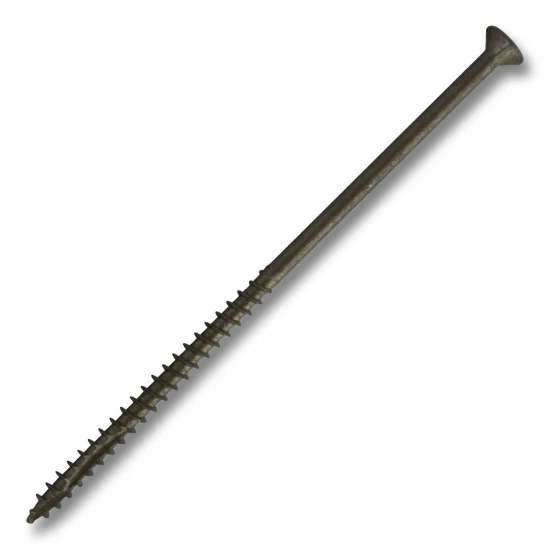 #10 Screw Flat Head Square With Nibs Coarse Thread Double Auger 5″ Satin Brass, Multiples of 100