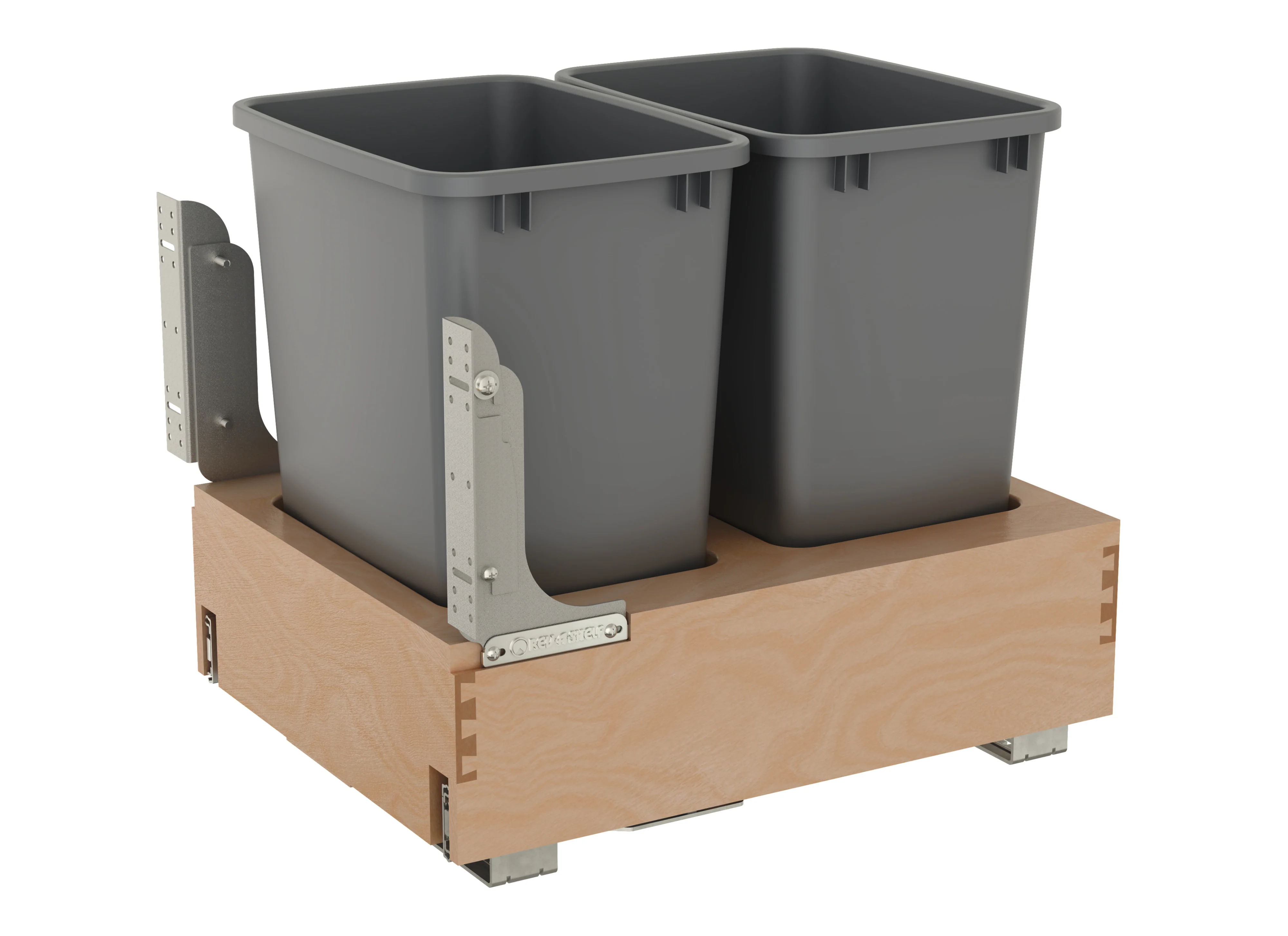 Rev-a-shelf Bottom Mount Wood Waste Container With Rev-A-Motion Metallic Silver