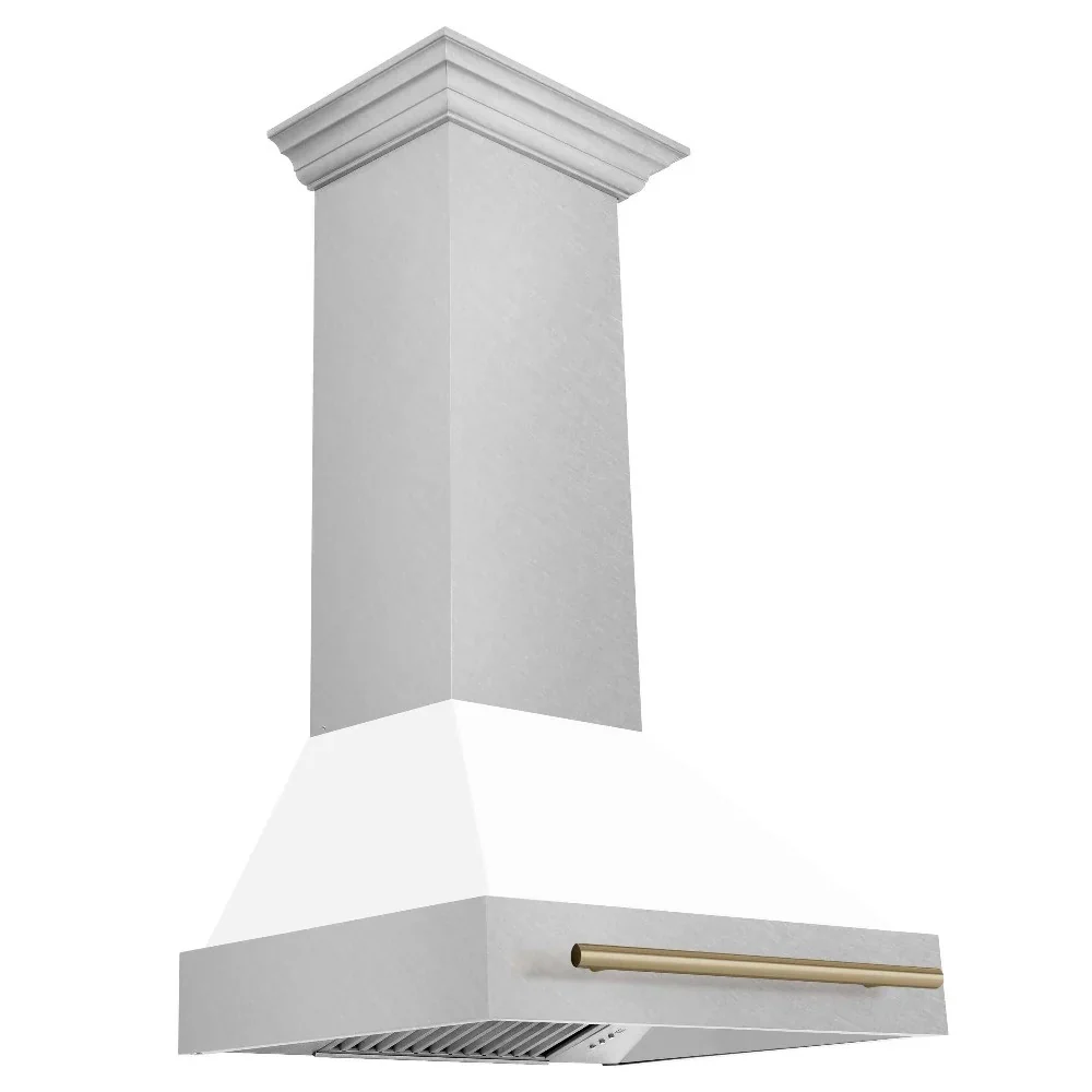 ZLine Autograph 8654SNZ Matte White Shell w/ Champaagne Bronze Handle 30 W X 23-3/4 D – by ZLine