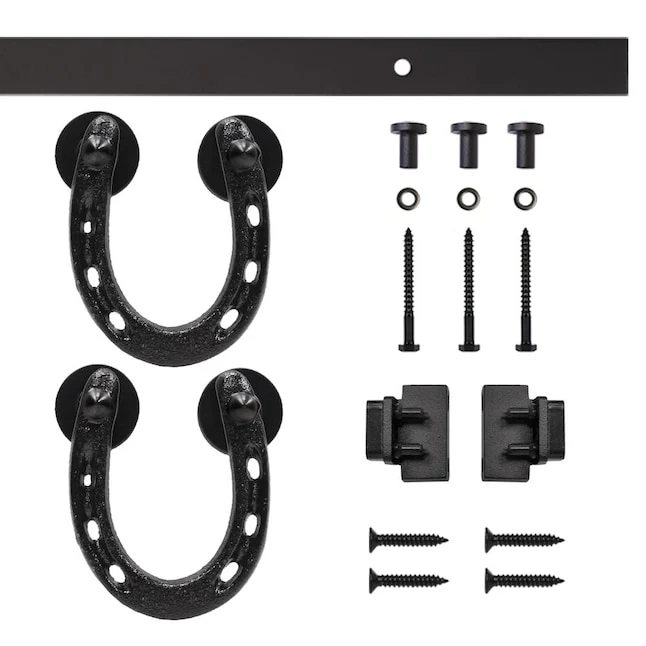Quiet Glide Black Horseshoe Rolling Door Hardware Kit