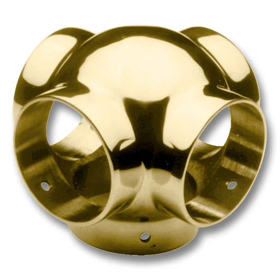 Ball Side Outlet Cross for 1-1/2″ Tubing Polished Brass