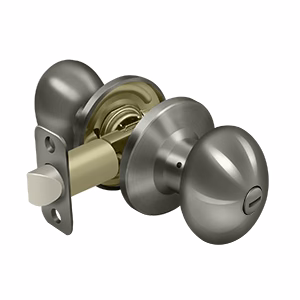 Deltana Egg Knob, Backset 2-3/8″ 2-3/4″ Non-Handed, Antique Nickel, Privacy