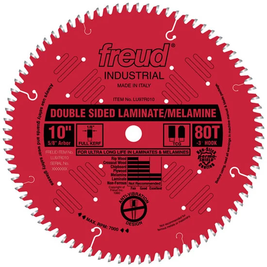Freud Double Sided Laminate/Melamine Blade 10″ Diameter Red