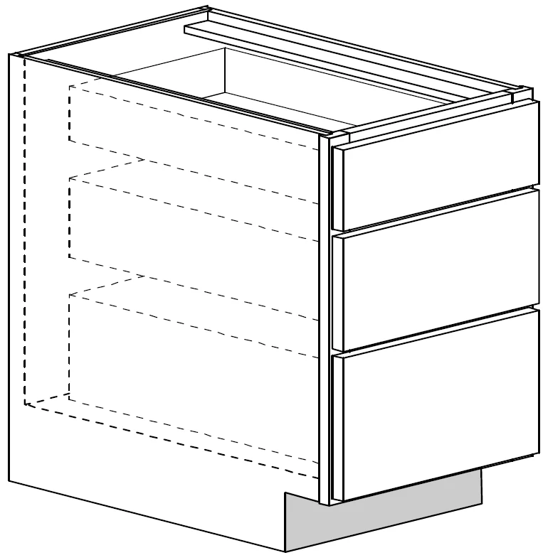 3 Drawer Base 12 W X 32-1/2 H X 24 D (4-1/2 inch toe) – Rushmore Paint by Legend