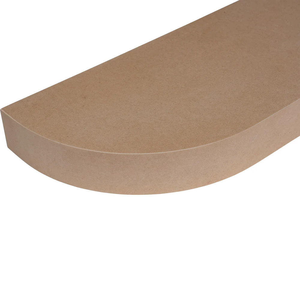 30″ L x 2.5″ T x 10″ D Curved Floating Shelf, 8.5″ Radius, 1 Corner, Paint Grade