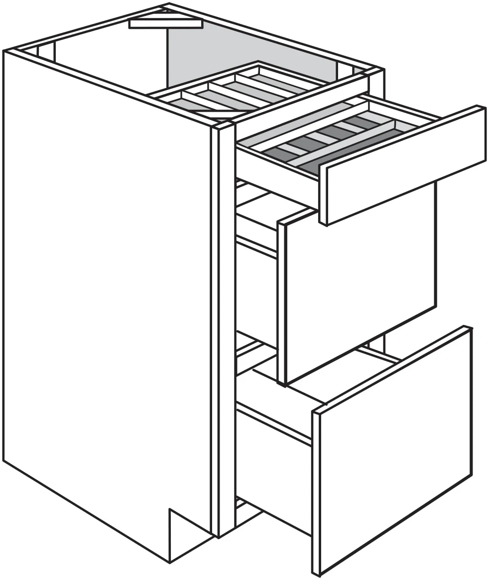 Base 3 Drawer w/ 2-Tier Cutlery Drawer 18 W X 34-1/2 H X 24 D – Upton Slab by JSI