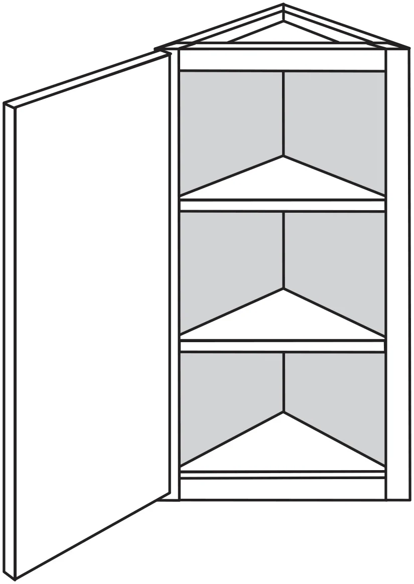 Angled Corner Wall Cabinet 12 W X 30 H X 12 D – Rushmore Paint by Legend