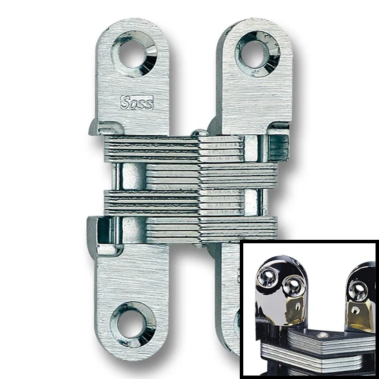 SOSS Hinge 204, 3/4" Minimum Thickness, Bright Chrome