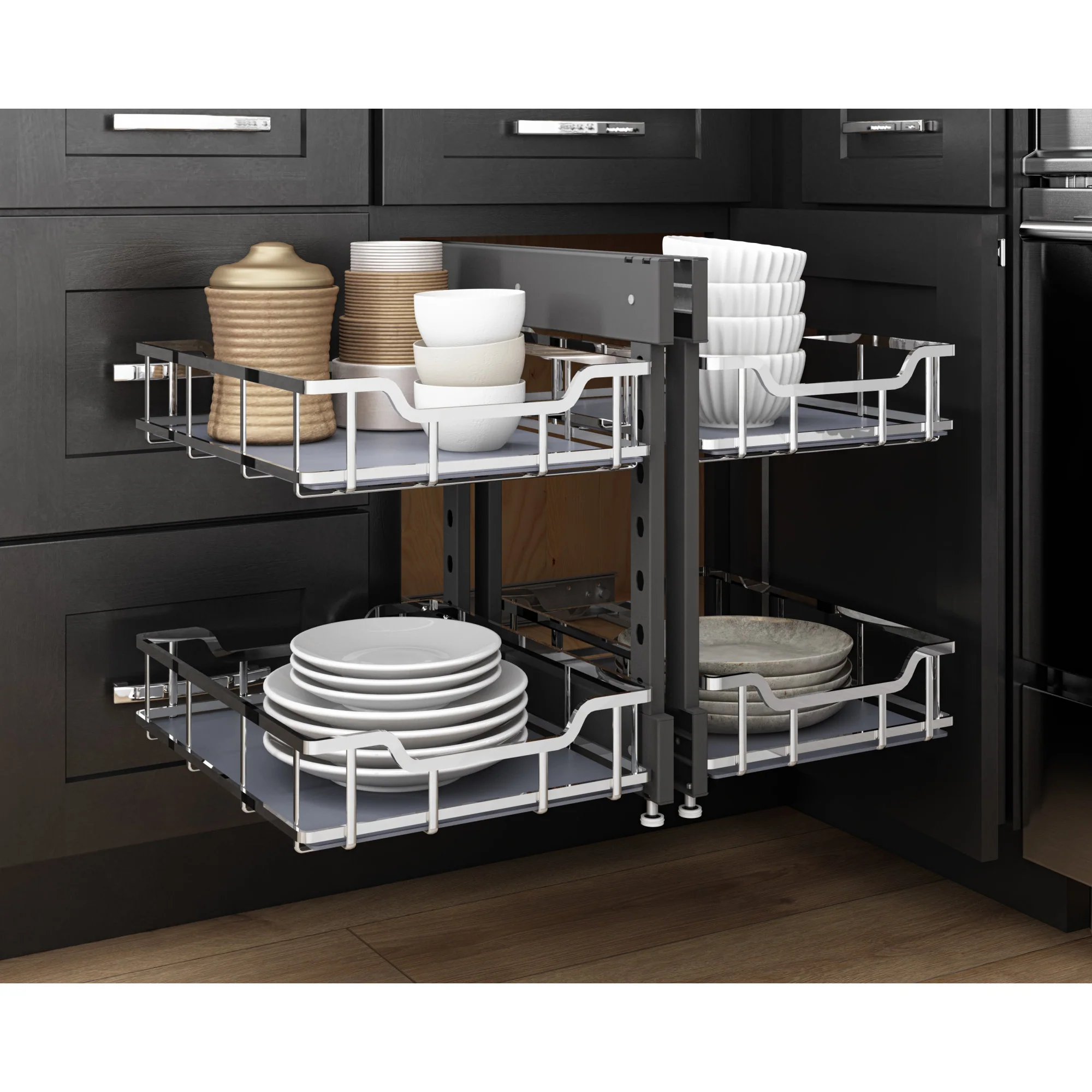 Hardware Resources 45″ Blind Corner Organizer Storage, Polished Chrome