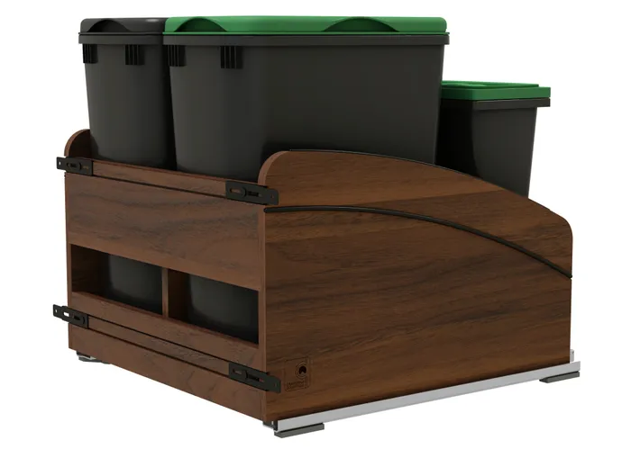Craftsman Collection Bottom Mount Pullout Waste Container w/ Black Accents, Walnut, 24″