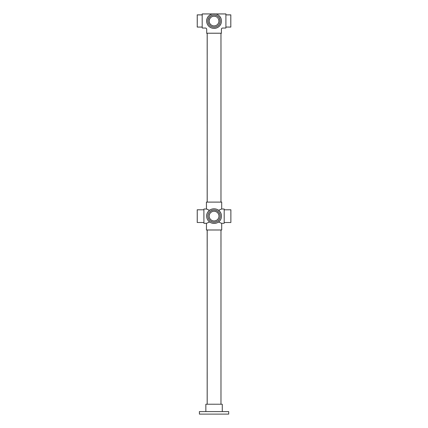 Double Flush Tee Post for 1-1/2" Tubing 36" Length Polished Stainless Steel 36"