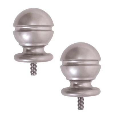 Quiet Glide, Ball Finial Style end cap PAIR, Satin Nickel