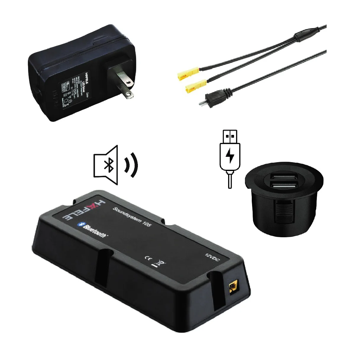 Invisidoor Sound Speaker/Usb Charger Kit, Black