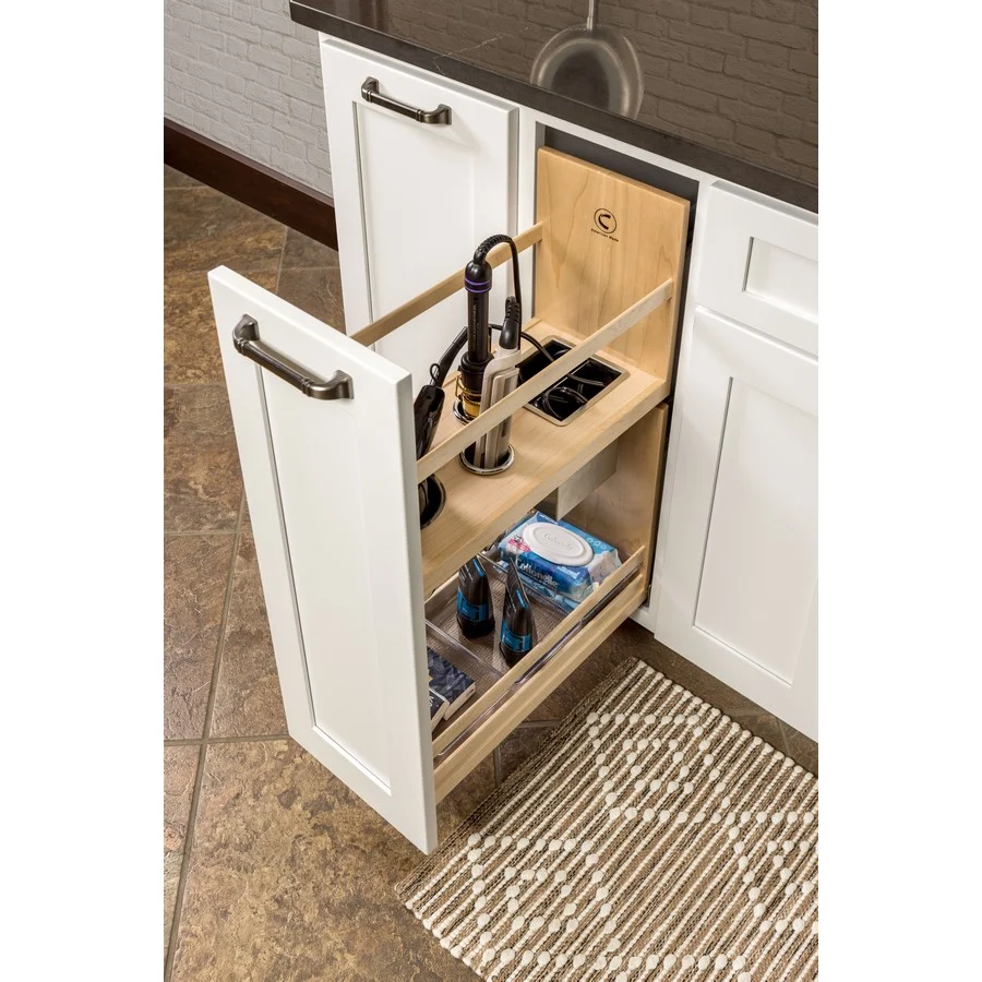 Century Components Signature Grooming Organizer For Vanity Maple Prefinished Without Outlet