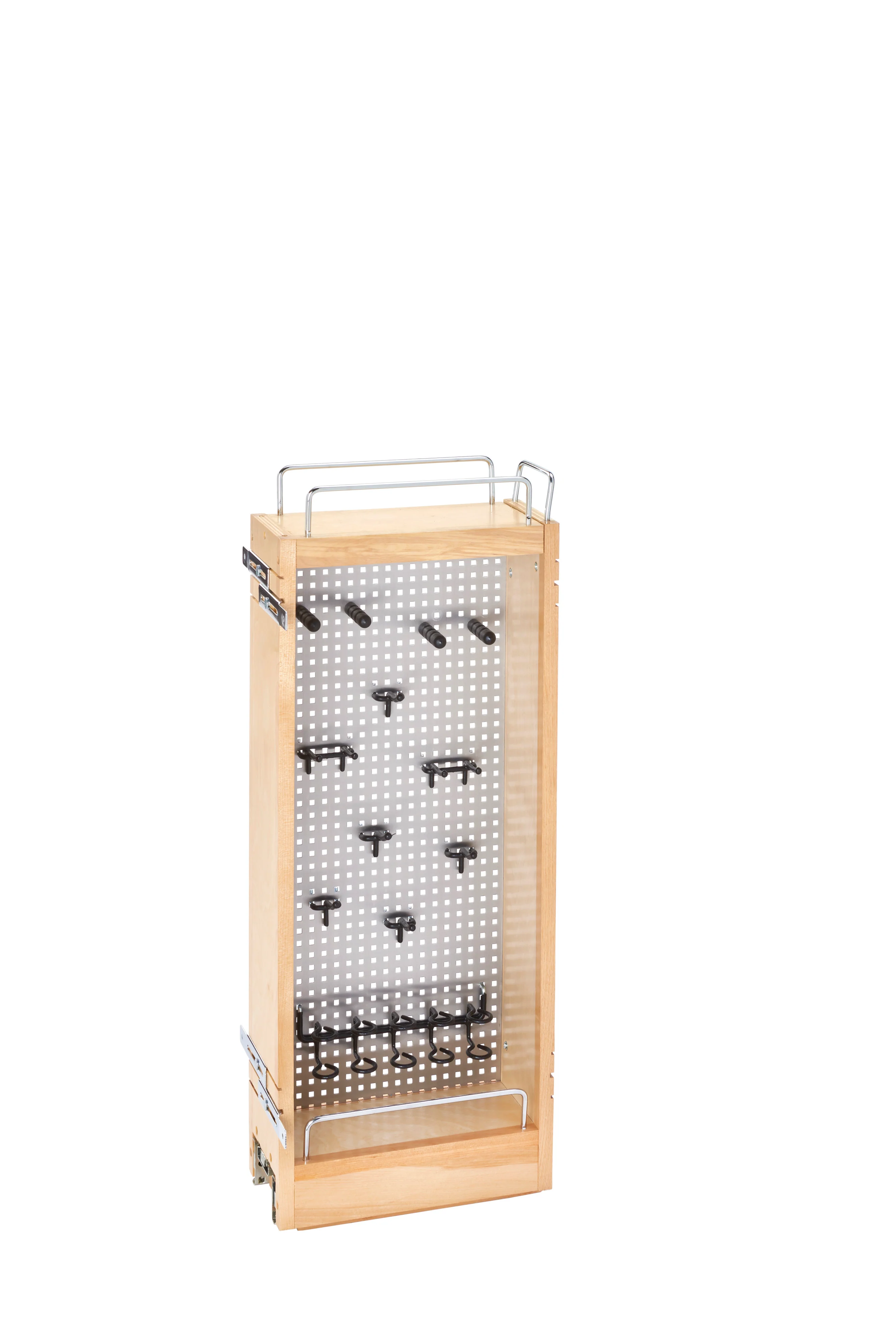 5″ Pullout Wood Wall Cabinet Organizer With Stainless Steel Panel