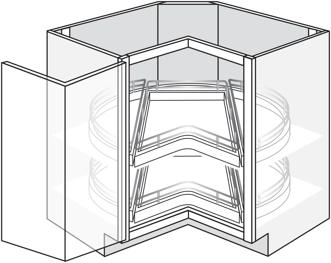 Lazy Susan Base w/ 2 Drawer 36 W X 34-1/2 H X 24 D (top & bottom) – Essex Oak by JSI