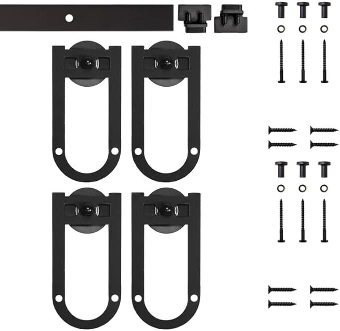 Furniture Barn Door Horseshoe Rolling Double Door Kit, No, 48"