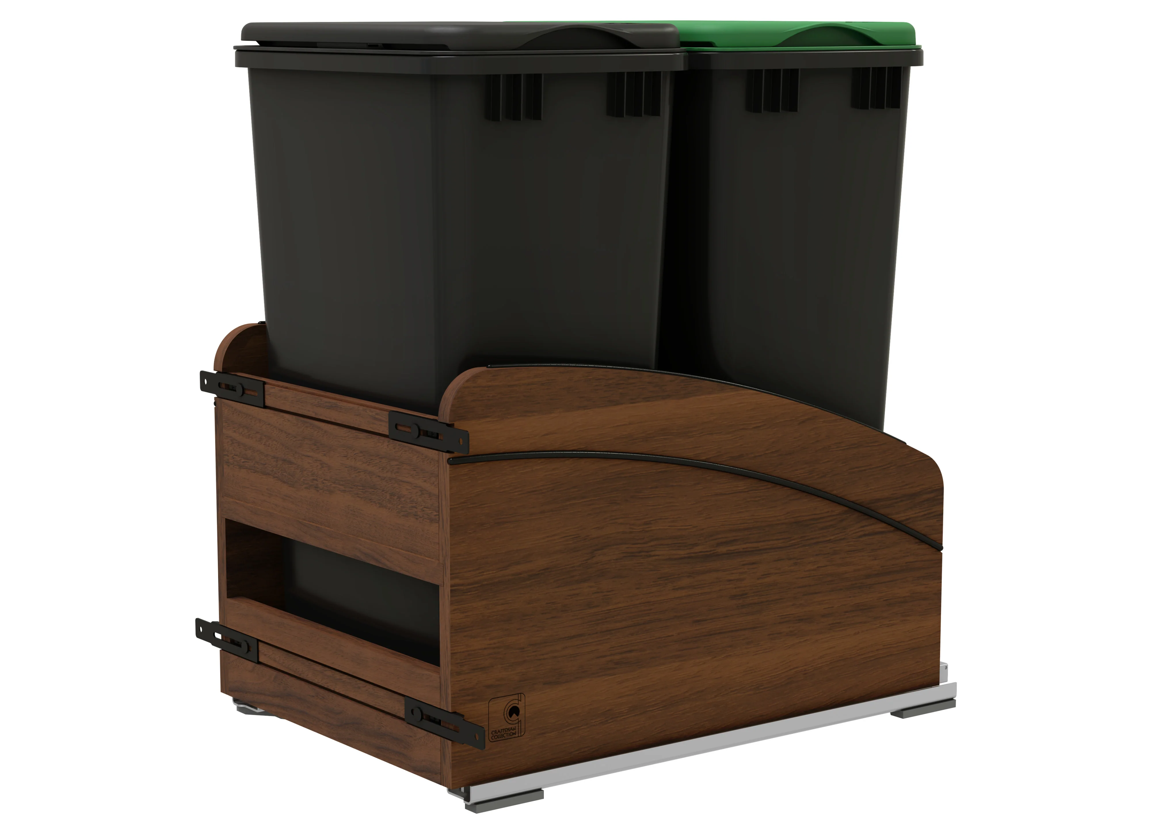 Craftsman Collection Bottom Mount Pullout Waste Container w/ Black Accents, Walnut, 18″