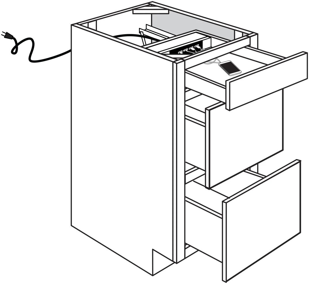 Base 3 Drawer w/ Charging Drawer 18 W X 34-1/2 H X 24 D – Upton Slab by JSI