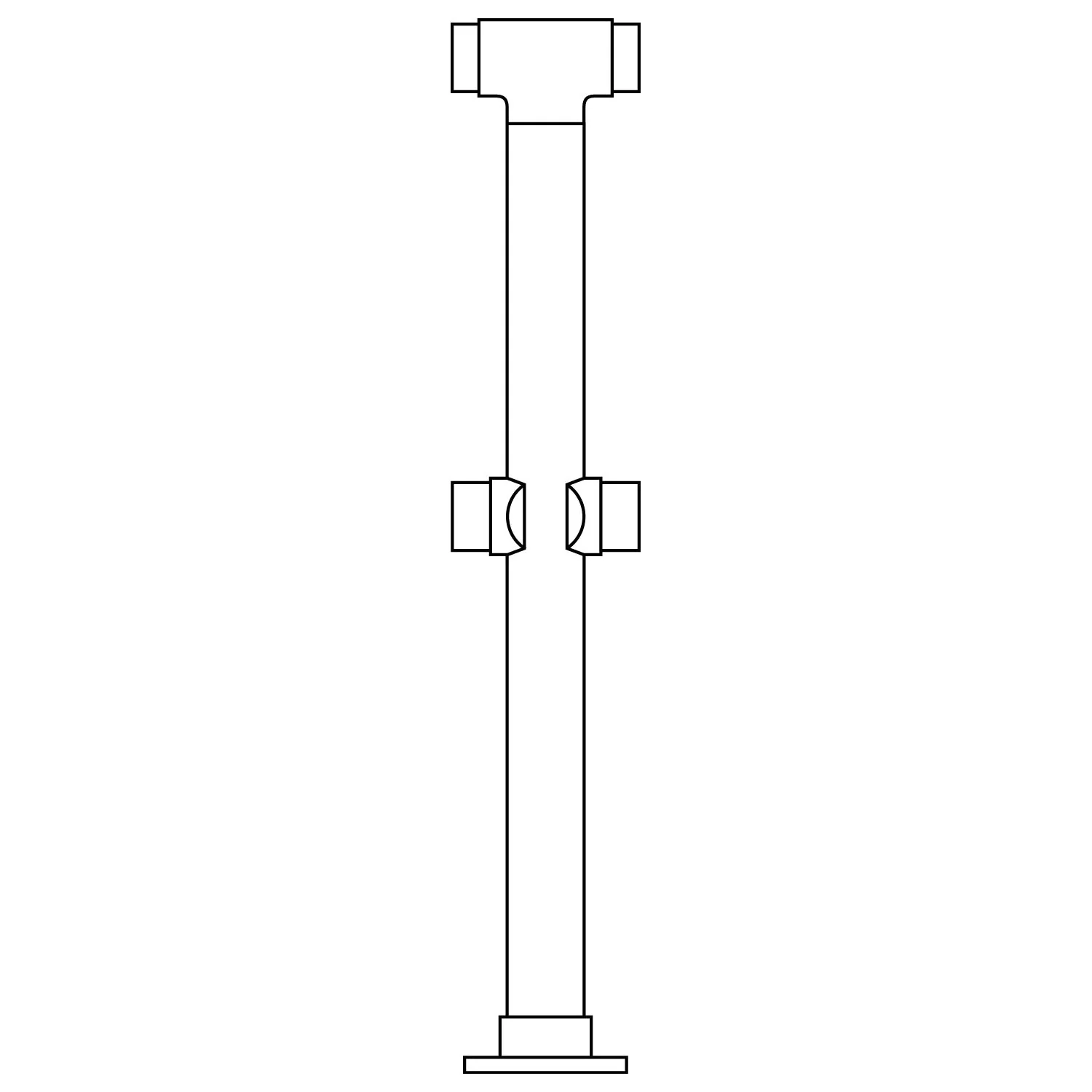 Double Flush Center Post for 2" Tubing 36" Length Polished Brass 36"